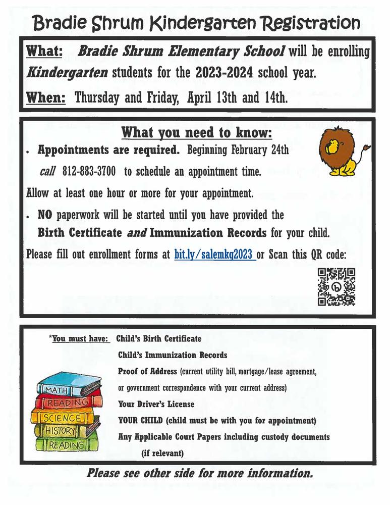 Flyer for kindergarten registration