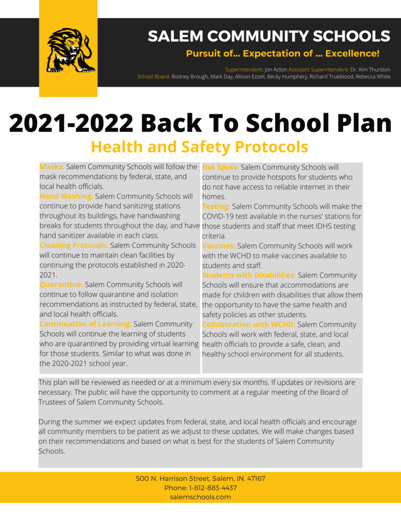 2021 Back to School Plan