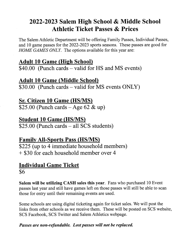 Athletic Pass Info