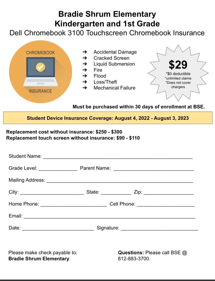 chromebook insurance for kindergarten and first grade