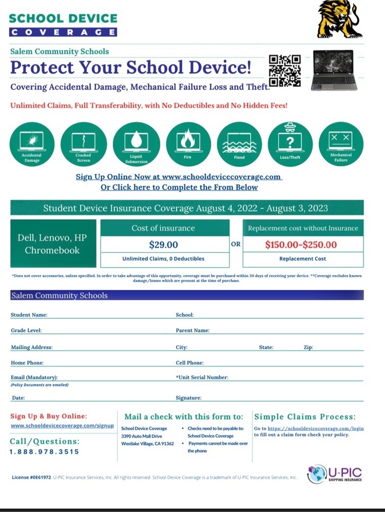 chromebook insurance for 2nd through 5th grades