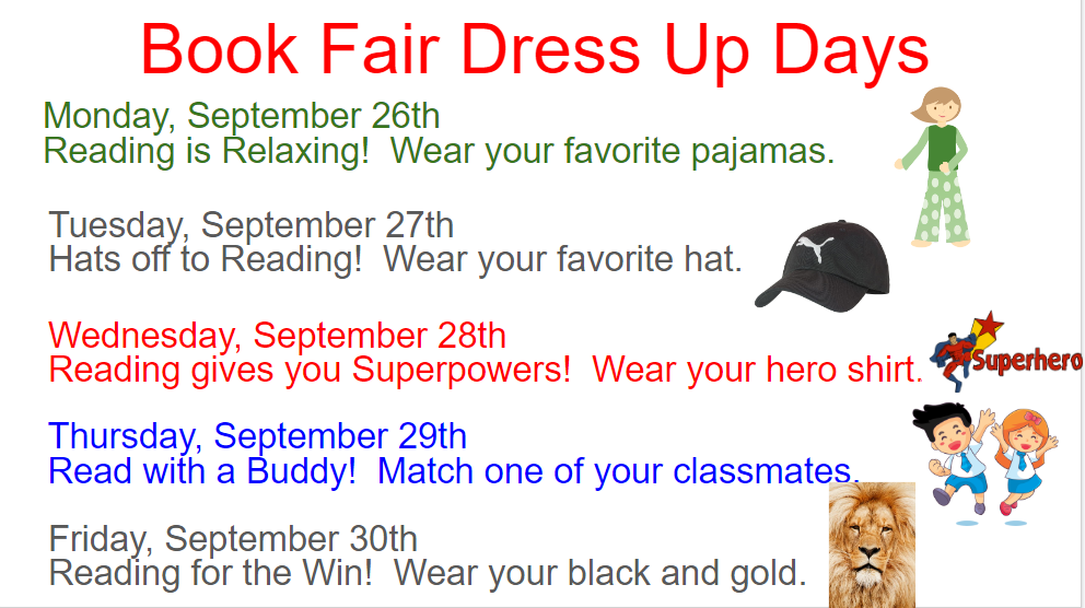 Book Fair Dress up dates 