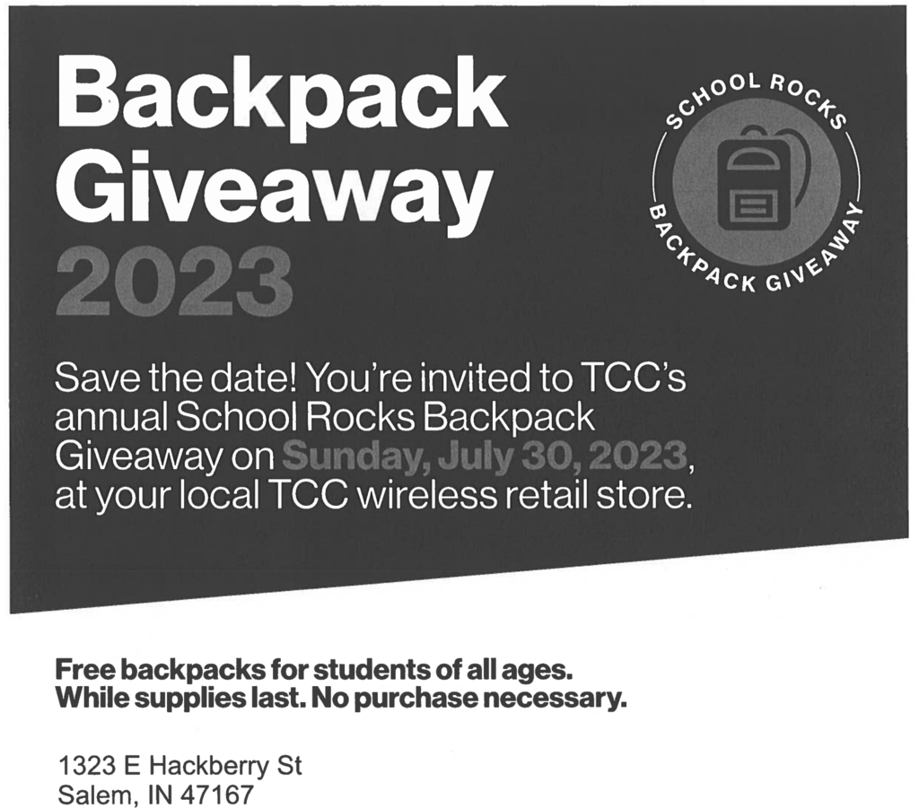 Backpack Giveaway info for 2023